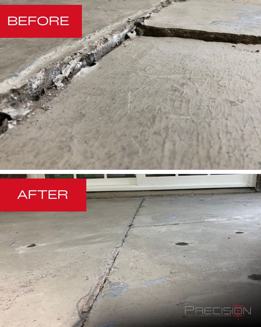 Precision Foundation Repair crew using polyfoam injection to level a long, sunken concrete driveway at a residence in Aledo, Parker County, Texas. Precision Foundation Repair crew using polyfoam injection to level a long, sunken concrete driveway at a residence in Aledo, Parker County, Texas.