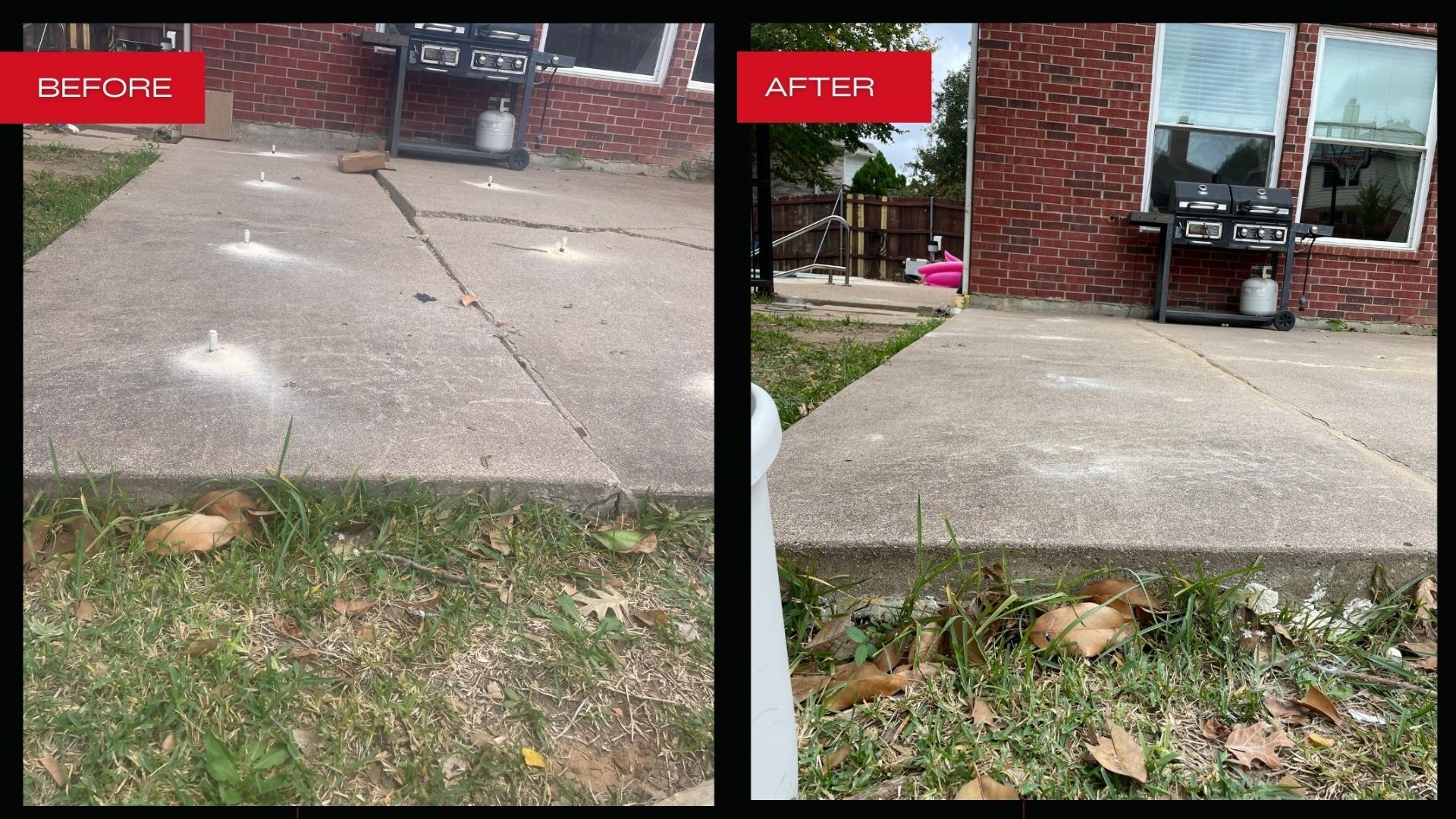 Polyurethane foam being injected into a small access port to lift a sunken residential concrete walkway in Eastland, Texas. Polyurethane foam being injected into a small access port to lift a sunken residential concrete walkway in Eastland, Texas.
